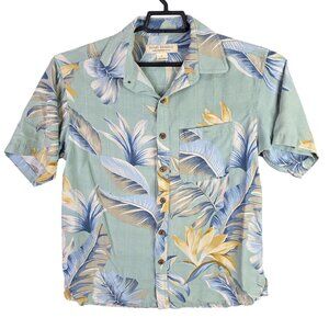 Mens Island Republic Hawaiian 100% Silk Floral Shirt Button Up Short Sleeve M